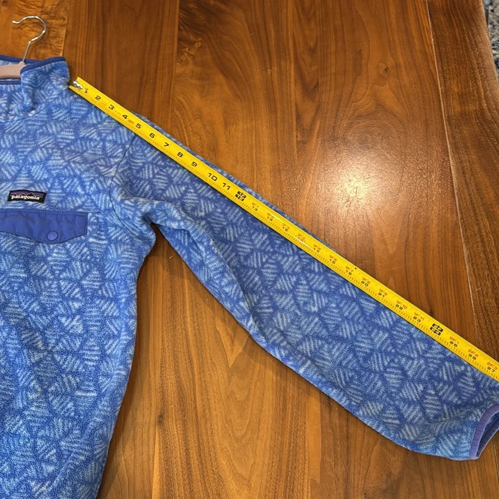 Patagonia Worn Wear Blue Geometric Fleece Pullover - Picture 9 of 12